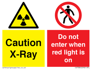 Caution X-Ray. Do not enter when red light is on